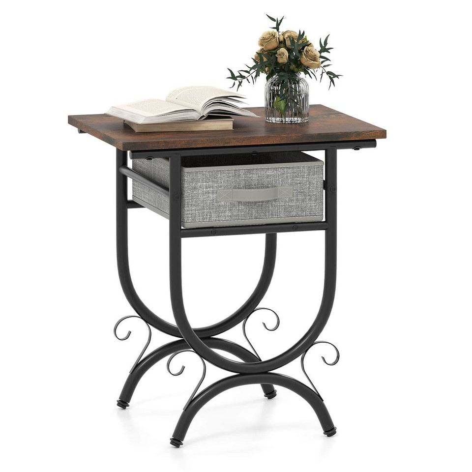 Side Table with Foldable Fabric Drawer (1- or 2-Pack) product image