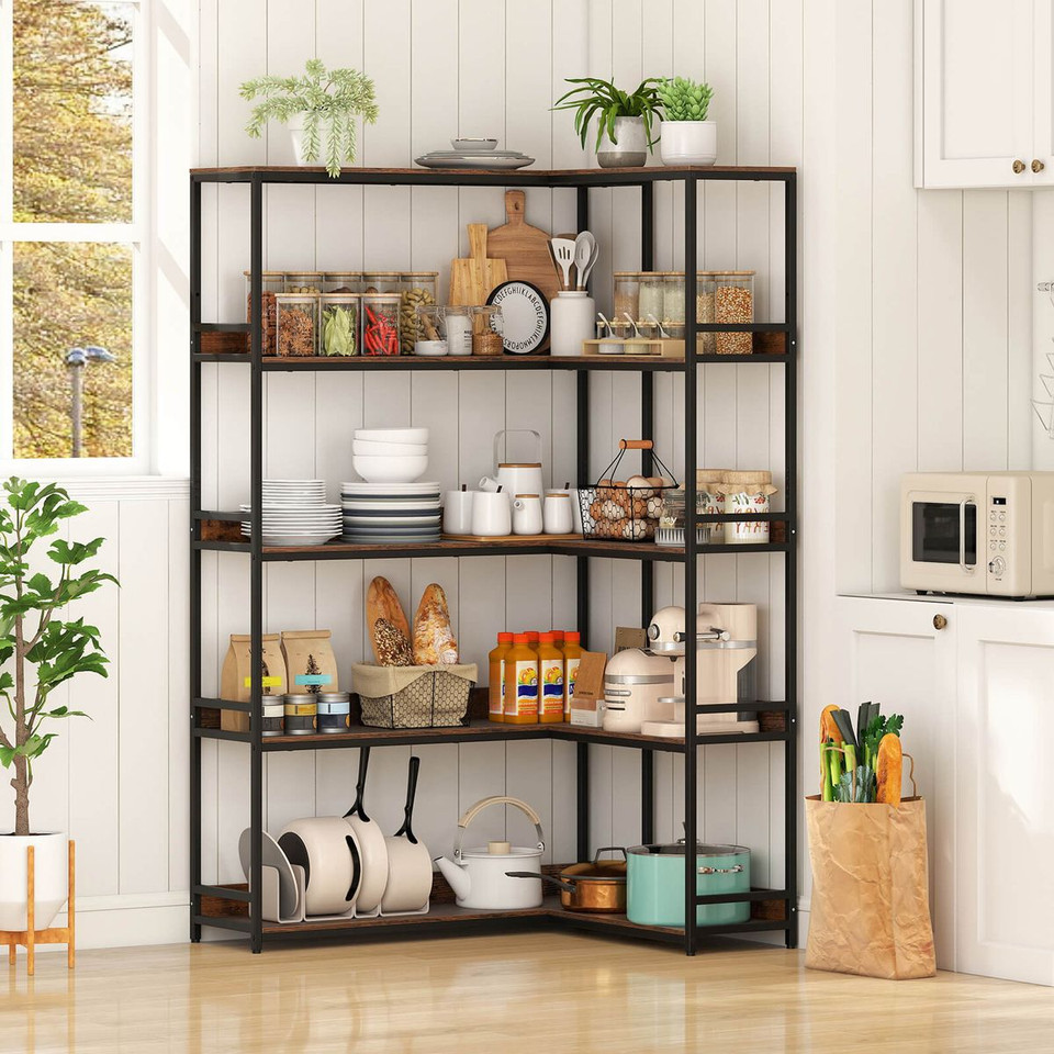 5-Tier 71"  L-Shaped Corner Bookcase with 2 Anti-Toppling Kits product image
