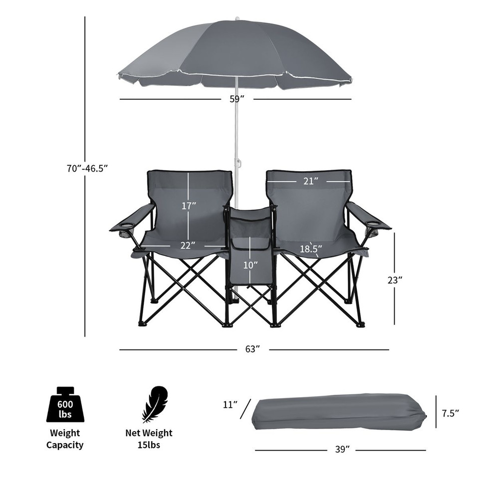 Folding Double Chair with Umbrella product image