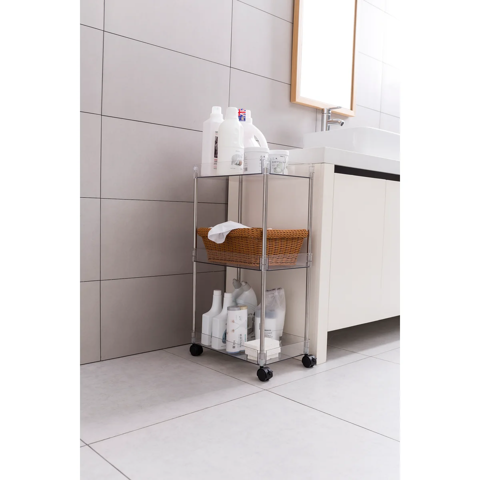 3-Tier Acrylic Rolling Cart with Wheels and Lockable Casters product image