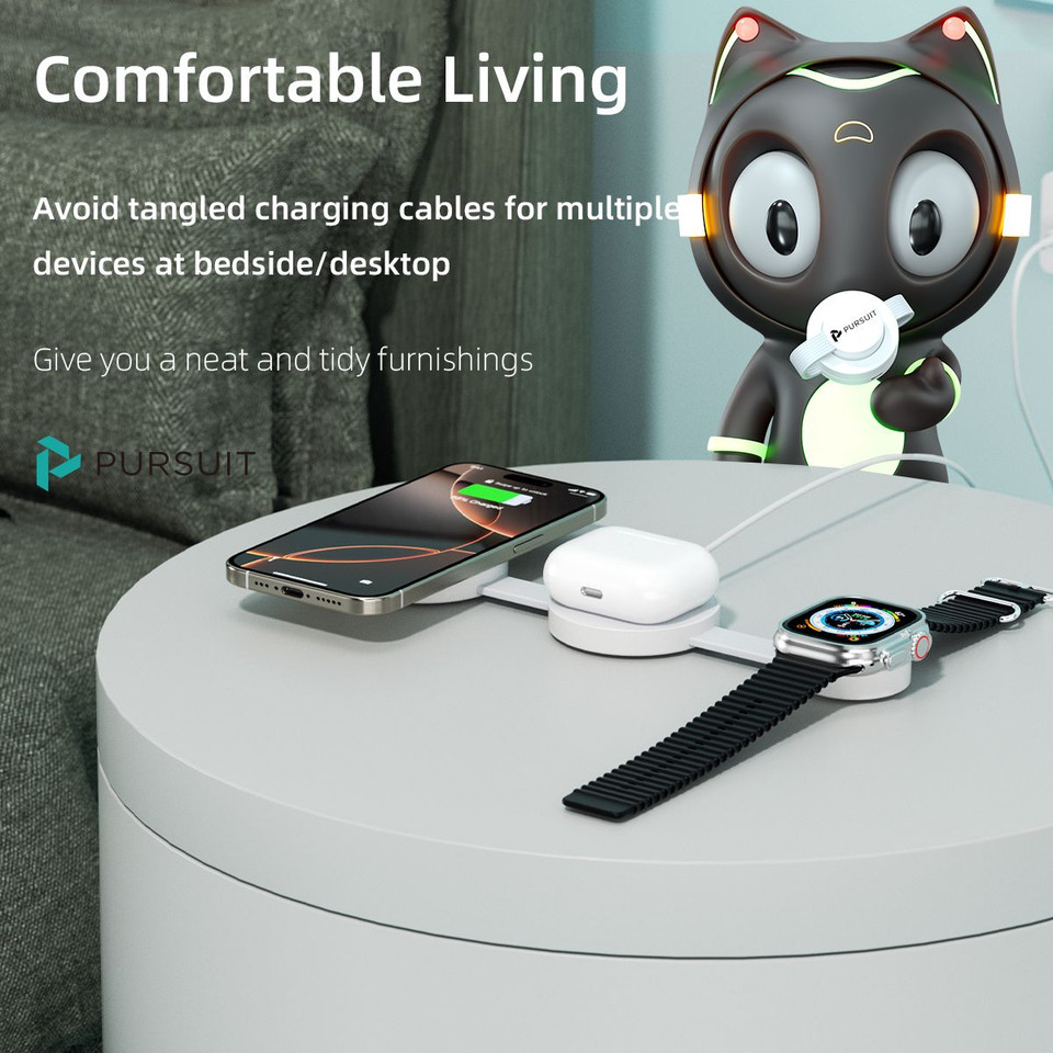 Magnetic Wireless Mag-Safe 3-in-1 Charging Station for Apple Devices product image