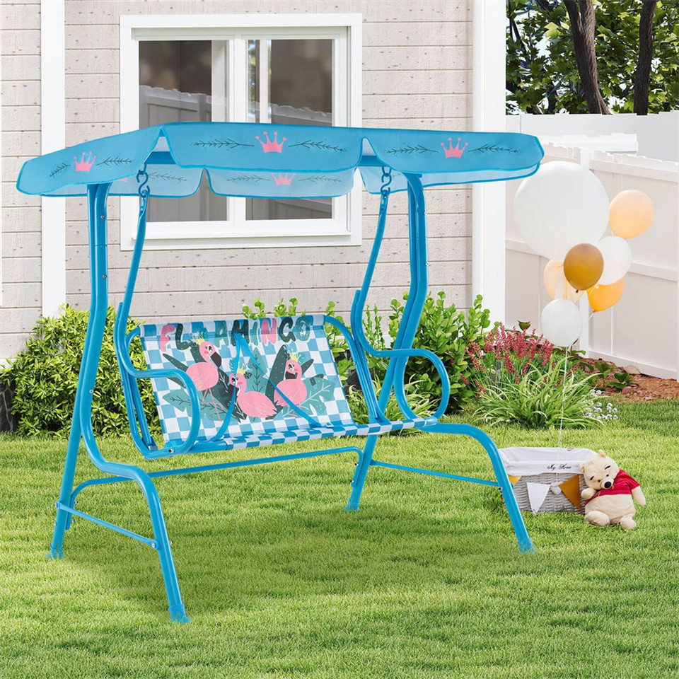 2-Seat Toddler Porch Swing with Metal Stand and Adjustable Canopy product image