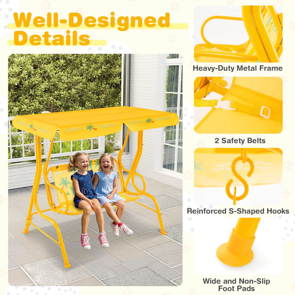 2-Seat Toddler Porch Swing with Metal Stand and Adjustable Canopy product image