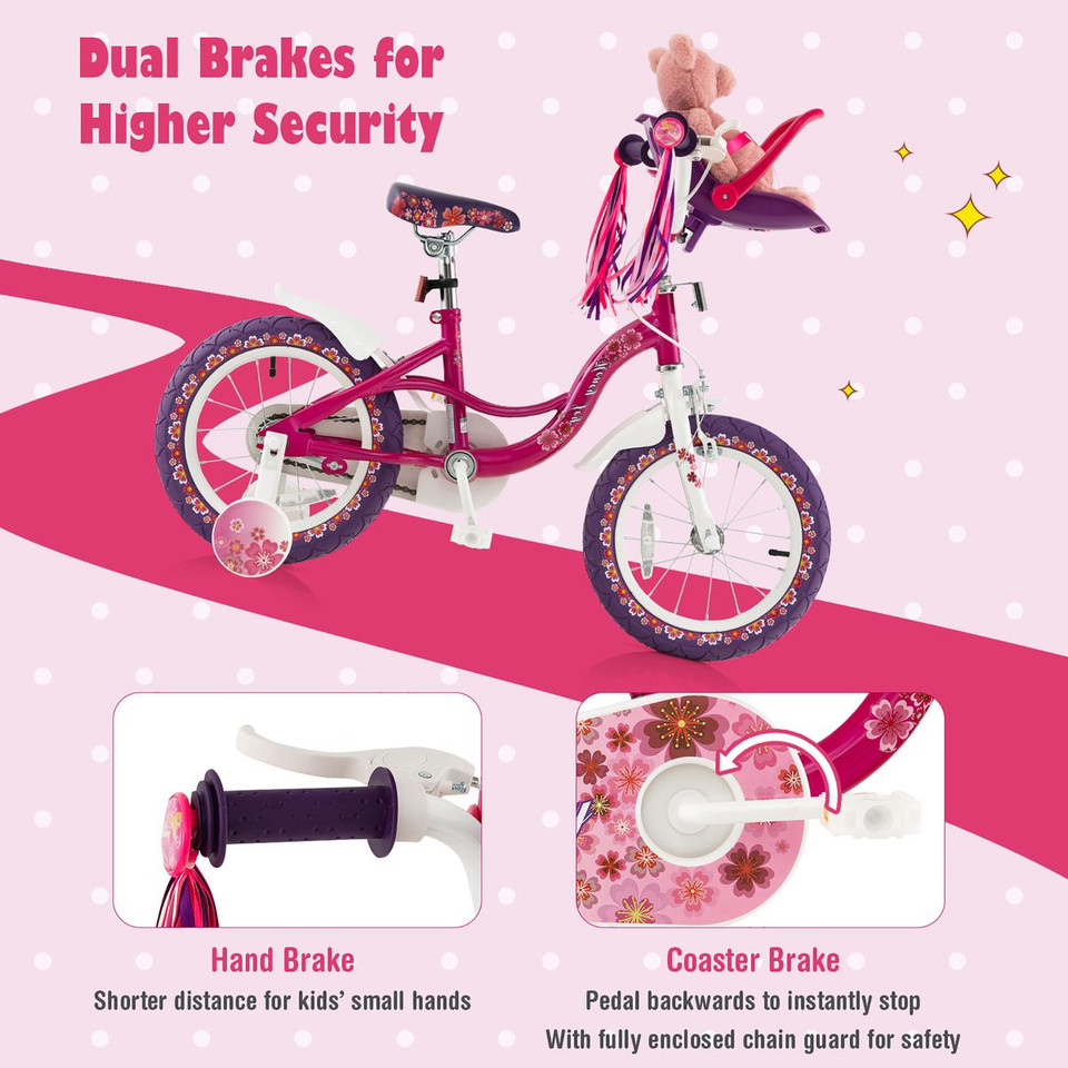 Kids' Bike with Doll Seat and Training Wheels product image