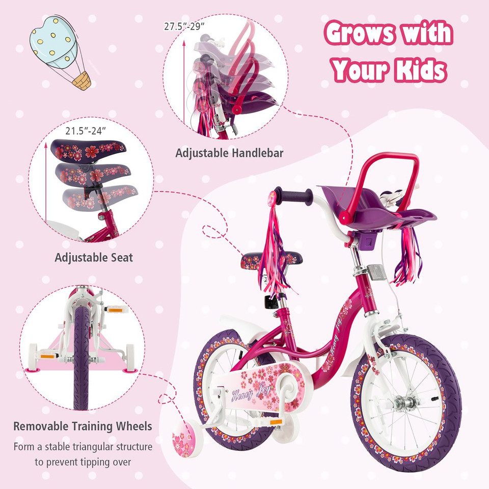 Kids' Bike with Doll Seat and Training Wheels product image
