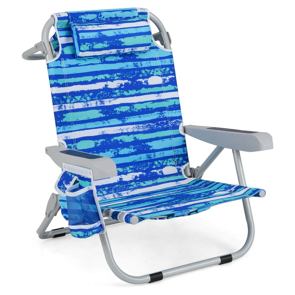 Foldable Backpack Beach Chair with Cup Holder & Storage Pockets (1 or 2-Pack) product image