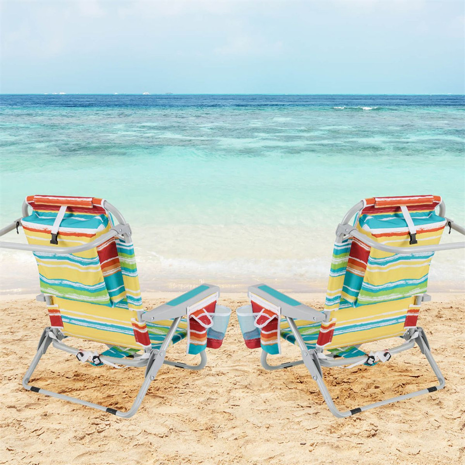 Foldable Backpack Beach Chair with Cup Holder & Storage Pockets (1 or 2-Pack) product image
