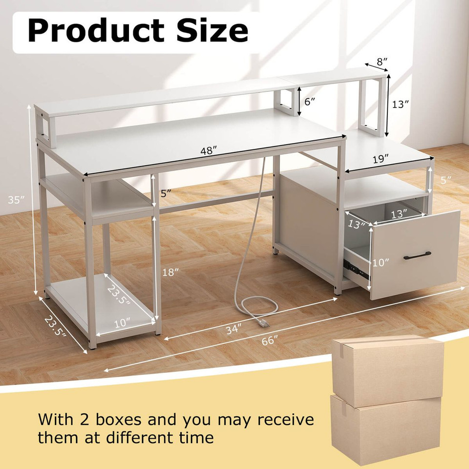 66" Computer Workstation Desk with Monitor Stand product image