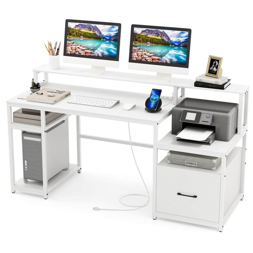 66" Computer Workstation Desk with Monitor Stand product image
