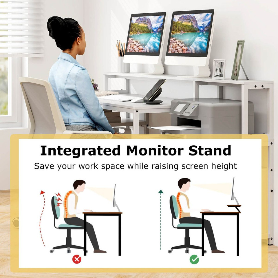 66" Computer Workstation Desk with Monitor Stand product image