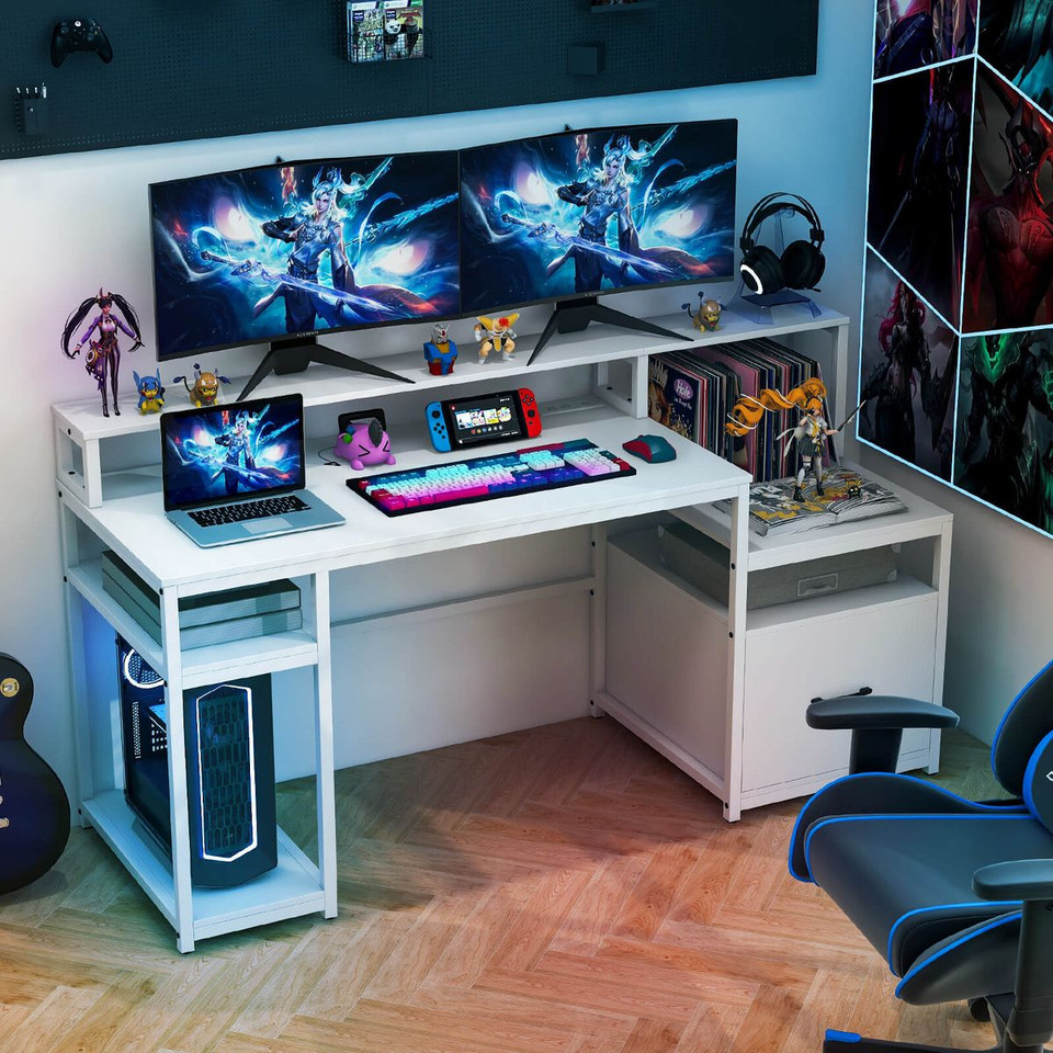 66" Computer Workstation Desk with Monitor Stand product image