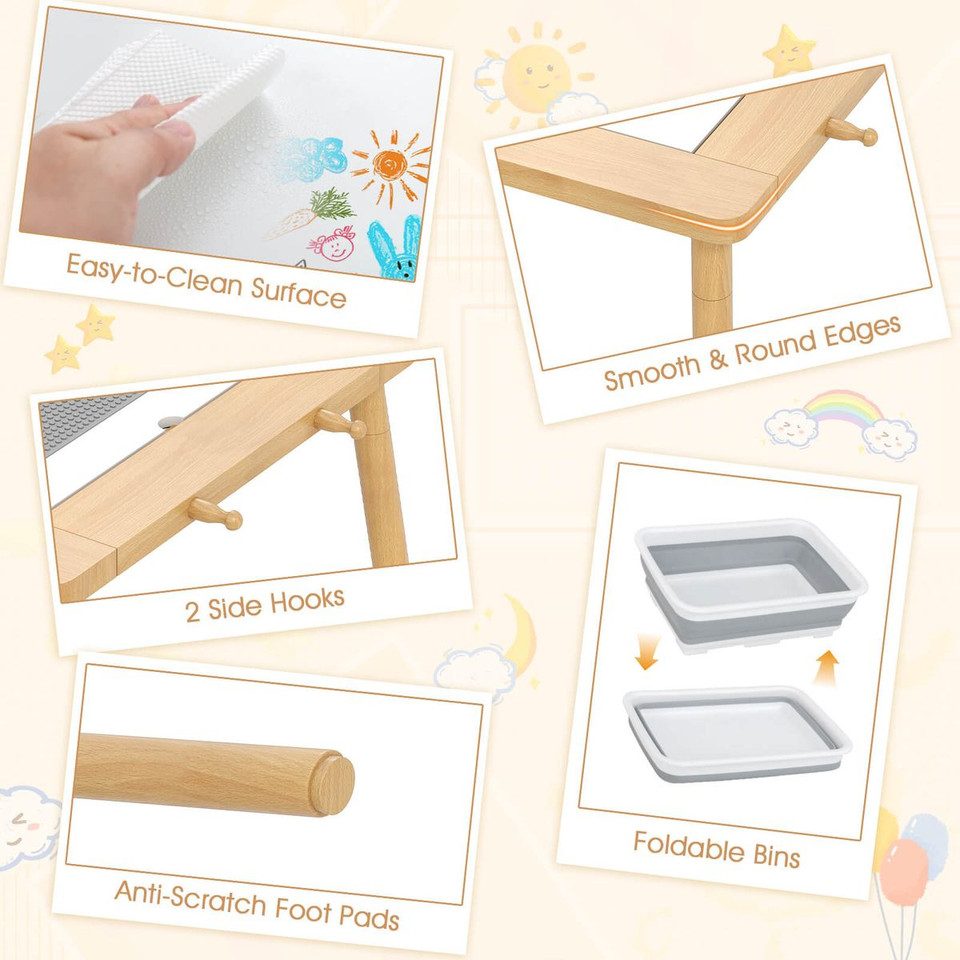 Sensory Table and Chair with Foldable Bins and Building Blocks Board product image