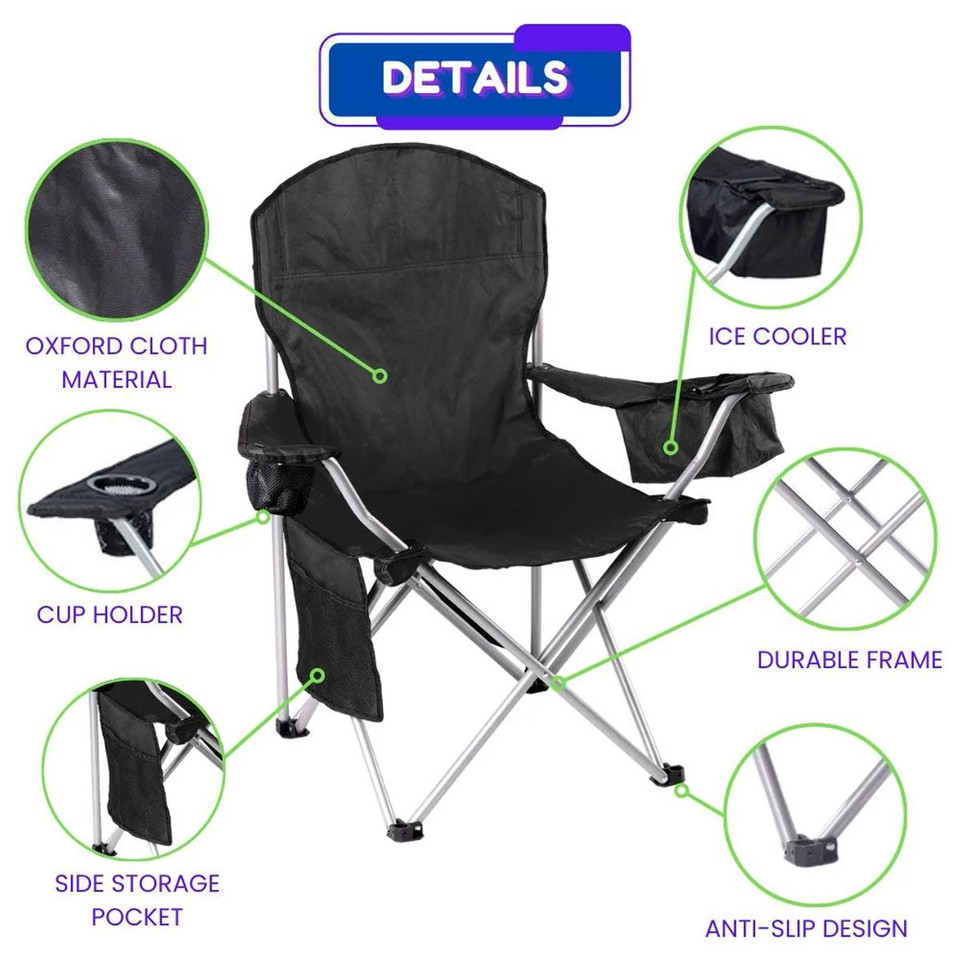Durable Extra-Large Camping Chair with Padded Seat and Beverage Storage product image
