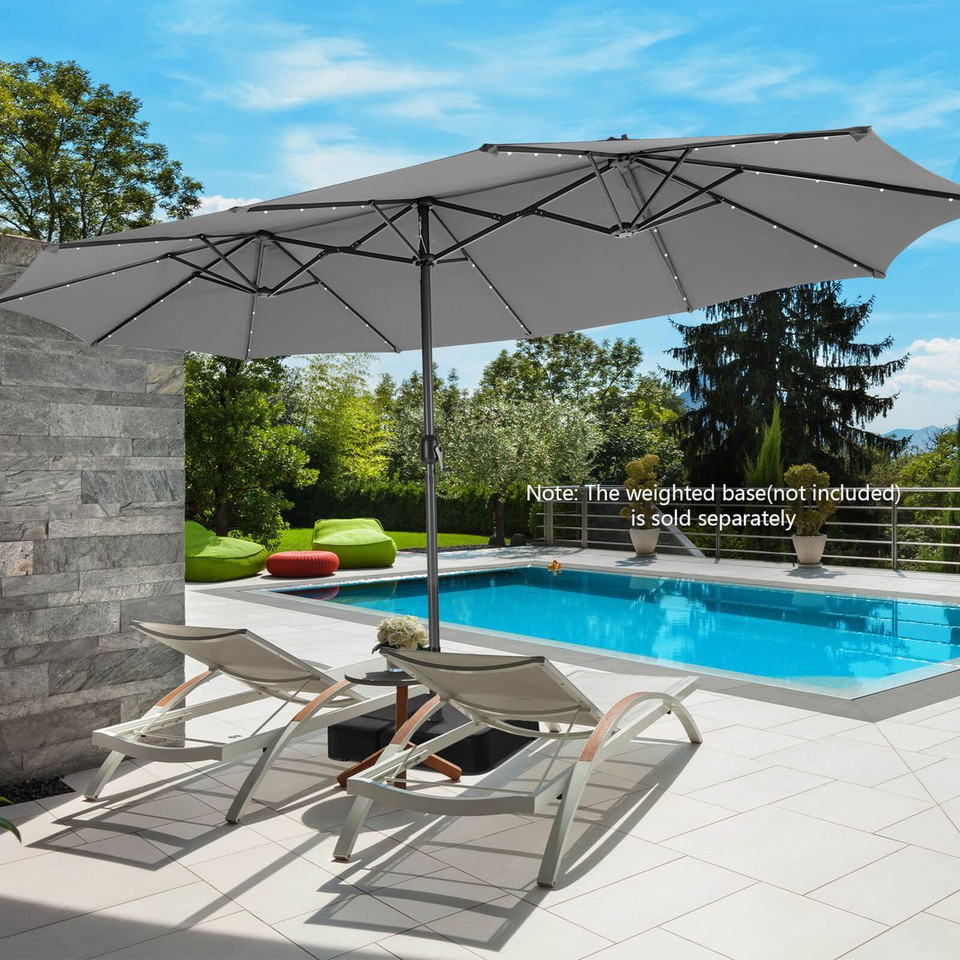 15-Foot Double-Sided Patio Umbrella with 48 Solar LED Lights product image