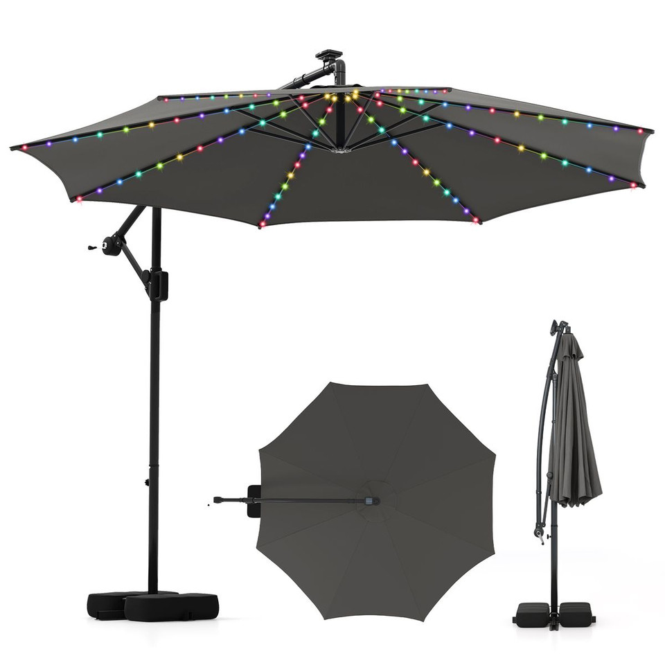 10-Foot Solar Offset Hanging Umbrella with Base product image