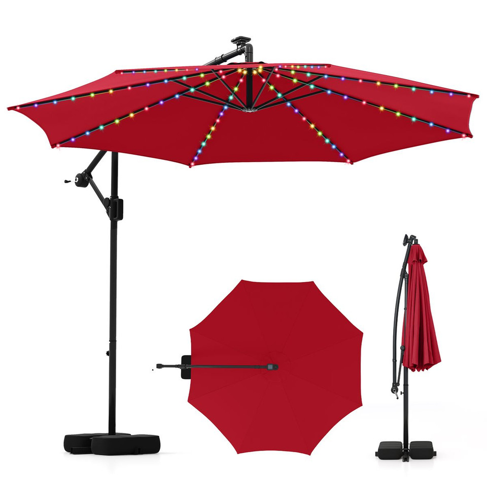 10-Foot Solar Offset Hanging Umbrella with Base product image