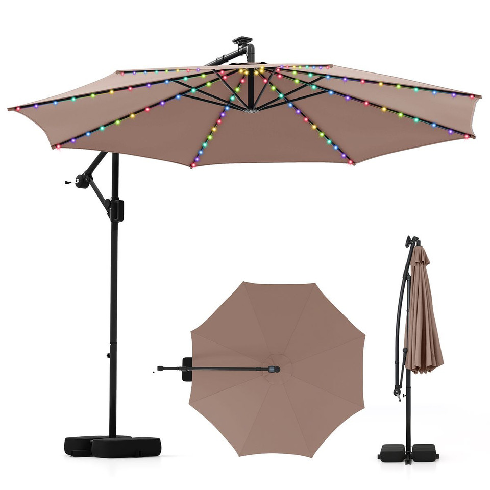 10-Foot Solar Offset Hanging Umbrella with Base product image