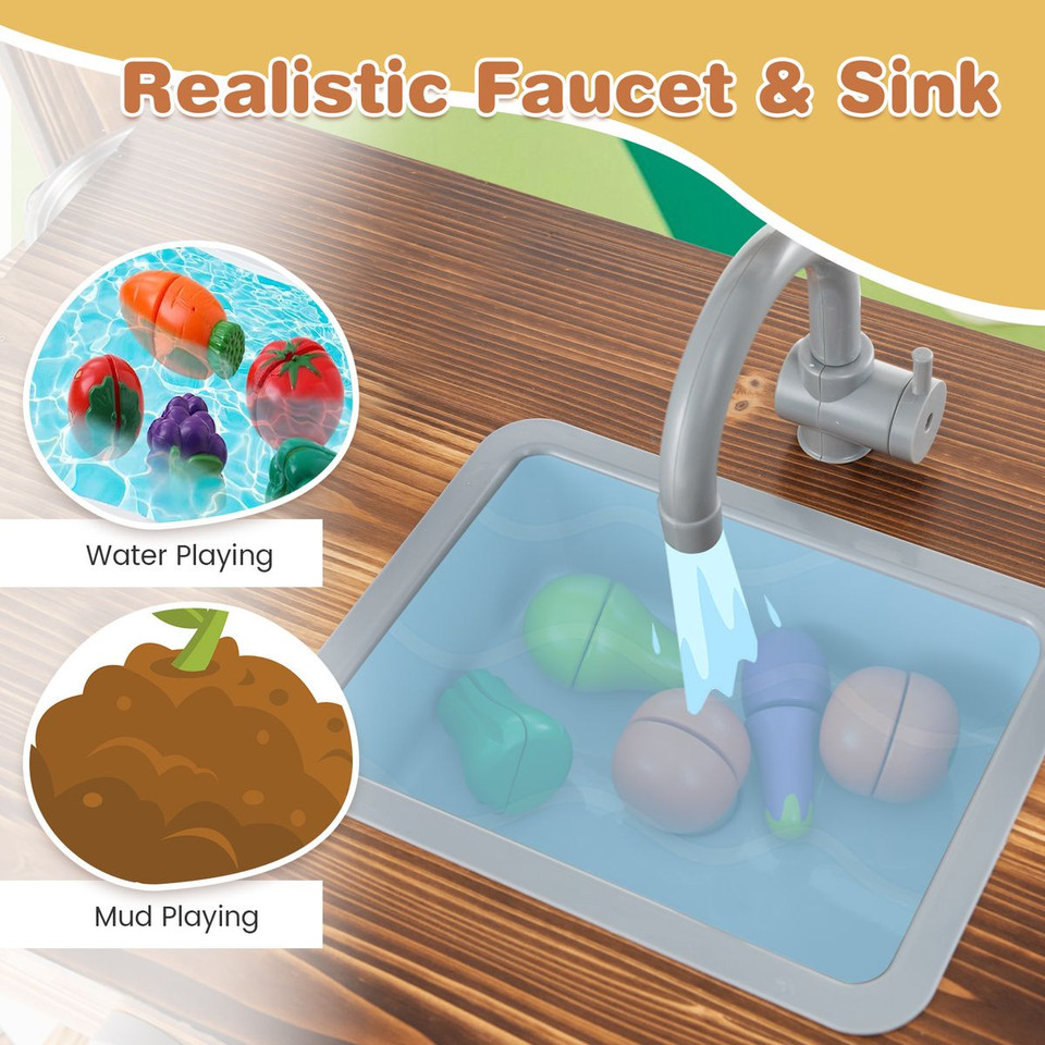 Kids' Kitchen Playset with Blackboard, Stove, and Removable Sink product image