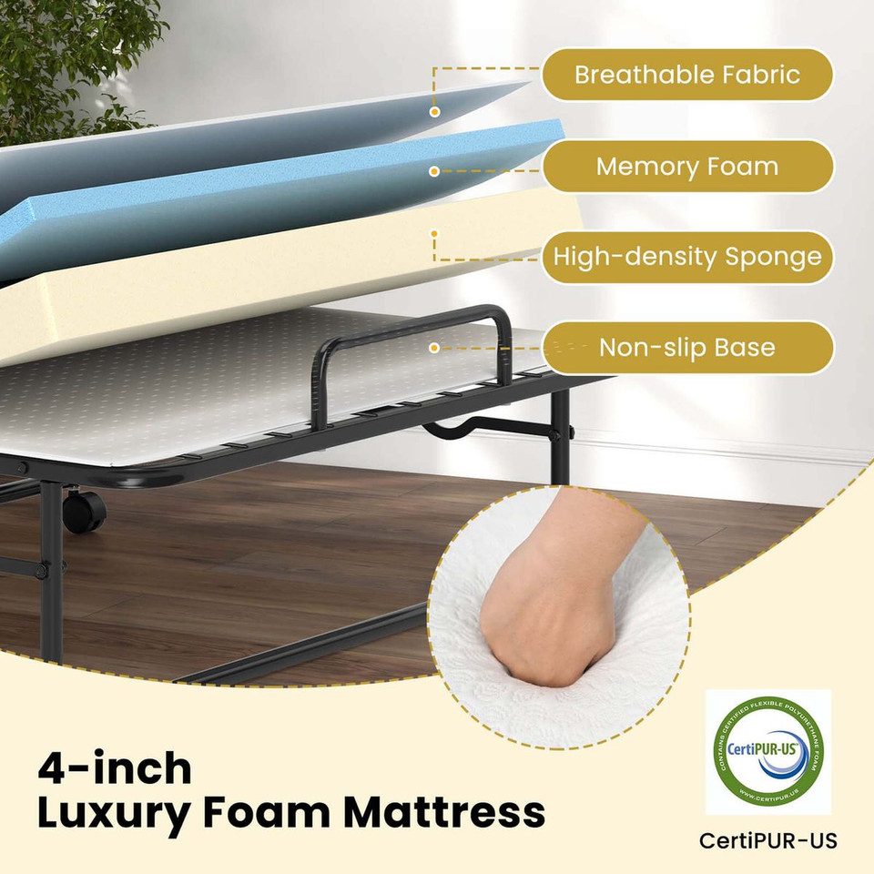 Rollaway Folding Bed with Deluxe Memory Foam Mattress product image