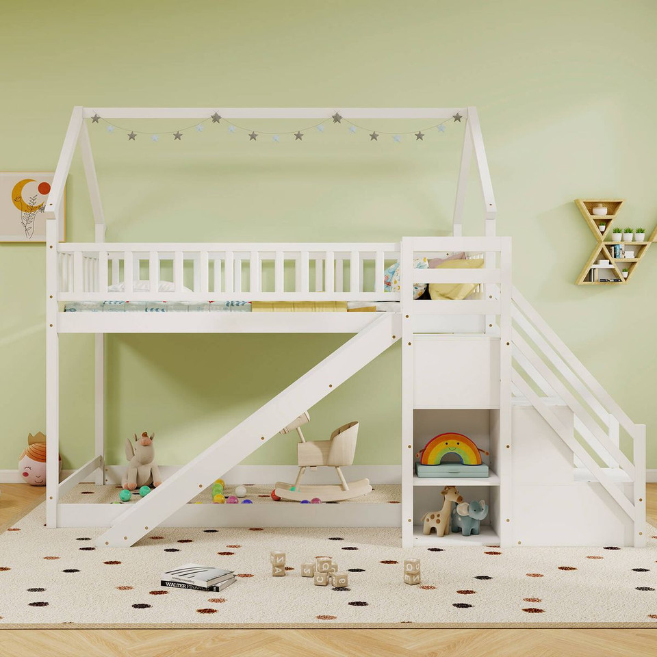 Twin-Over-Twin Bunk Bed with Staircase and Storage  product image