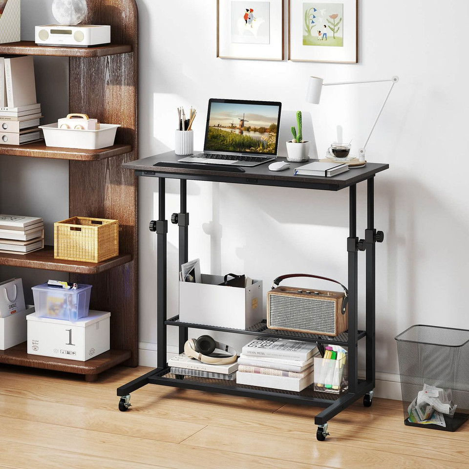Mobile Stand-Up Desk with Tilting Tabletop and Storage  product image