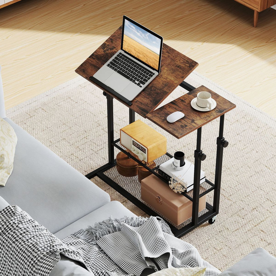 Mobile Stand-Up Desk with Tilting Tabletop and Storage  product image