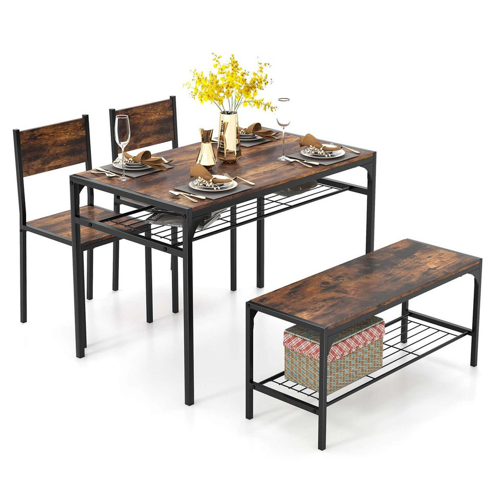 Set for 4 Rectangular Dining Table with Chairs and Bench product image