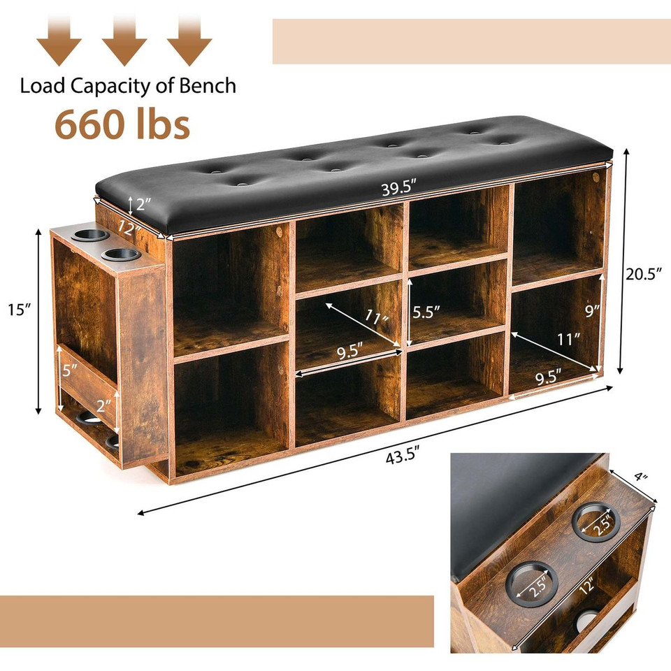  10-Cube Wooden Shoe Bench Organizer  product image