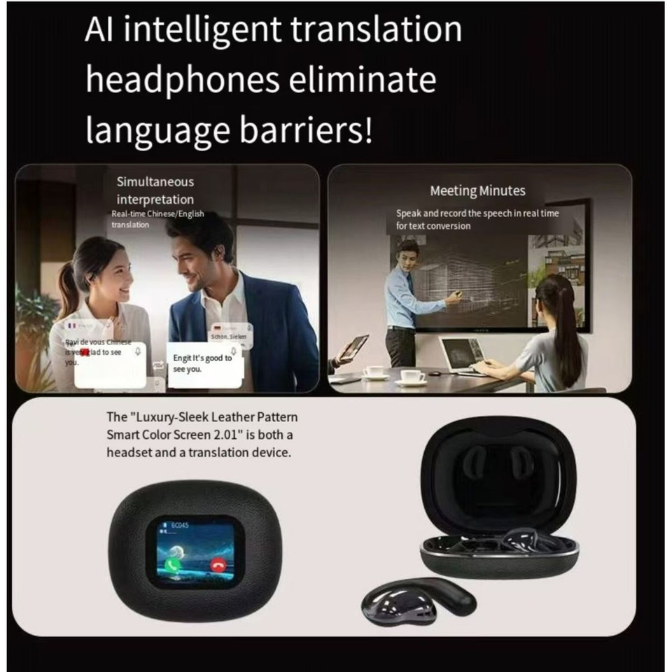 Ai Translating Ear Buds,Wireless Bluetooth Earphone 144 Languages Real Time Language Translator,For Travel Business Learning Color Black product image