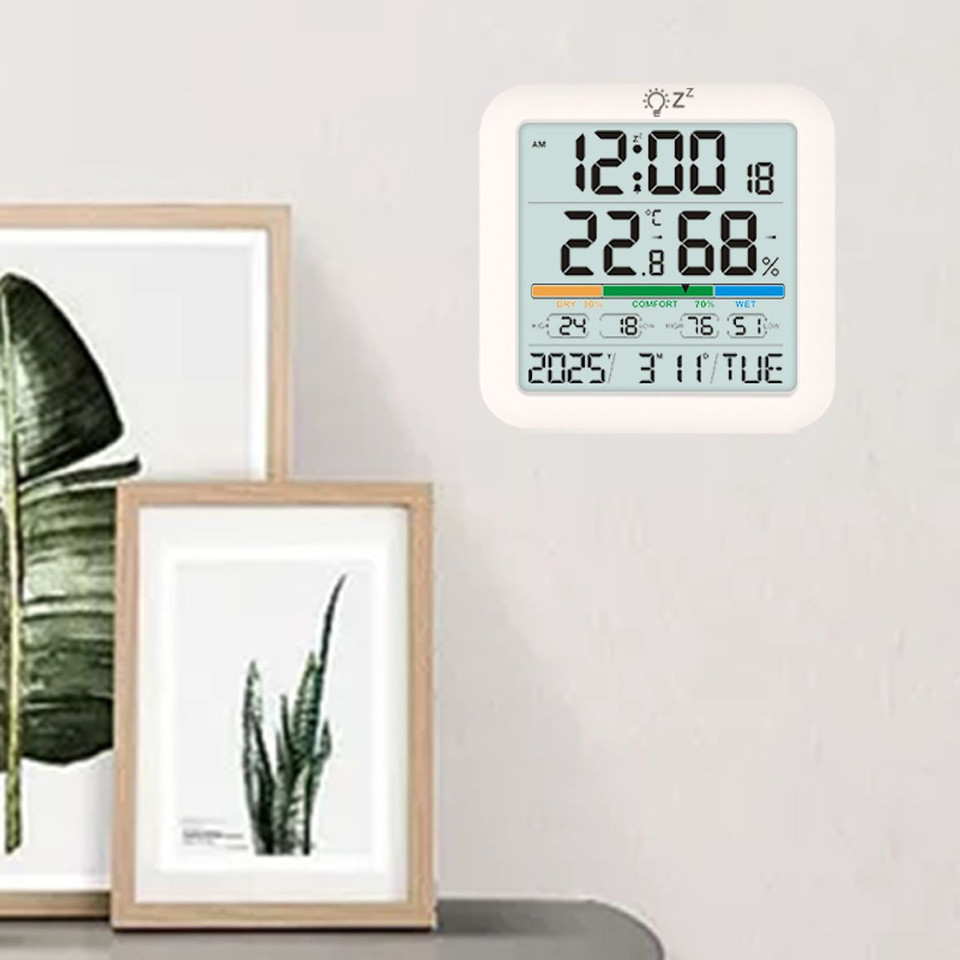 Indoor Hygrometer Thermometer, Desktop Digital Thermometer with Temperature and Humidity Monitor with Alarm clock For Home Garage Greenhouse product image