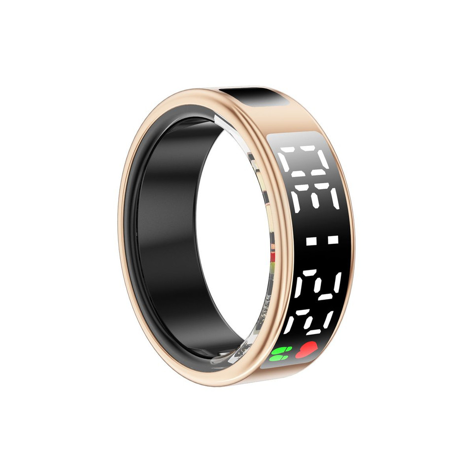 Smart Ring with Display Screen & Touch Button,Bluetooth Connection for Women Men,Fitness Tracker Sleep Monitoring Waterproof(Gold-9#) product image