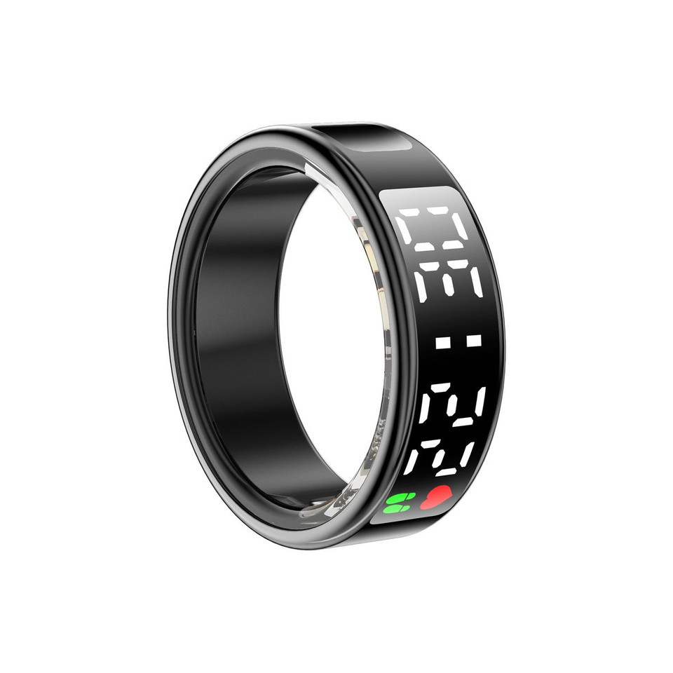 Smart Ring with Display Screen & Touch Button,Bluetooth Connection for Women Men,Fitness Tracker Sleep Monitoring Waterproof(Black-8#) product image