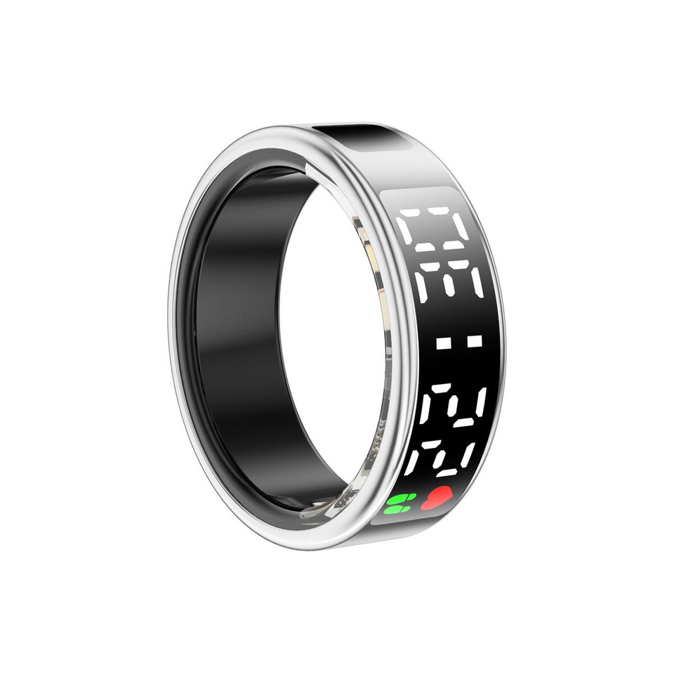 Smart Ring with Display Screen & Touch Button,Bluetooth Connection for Women Men,Fitness Tracker Sleep Monitoring Waterproof(Silver-8#) product image