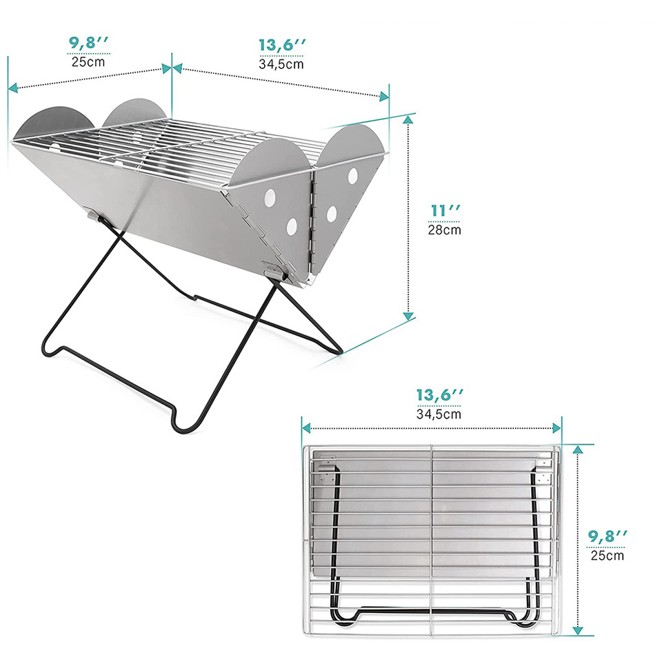 Zone Tech® Flatpack Portable Foldable Stainless Steel Grill & Fire Pit product image