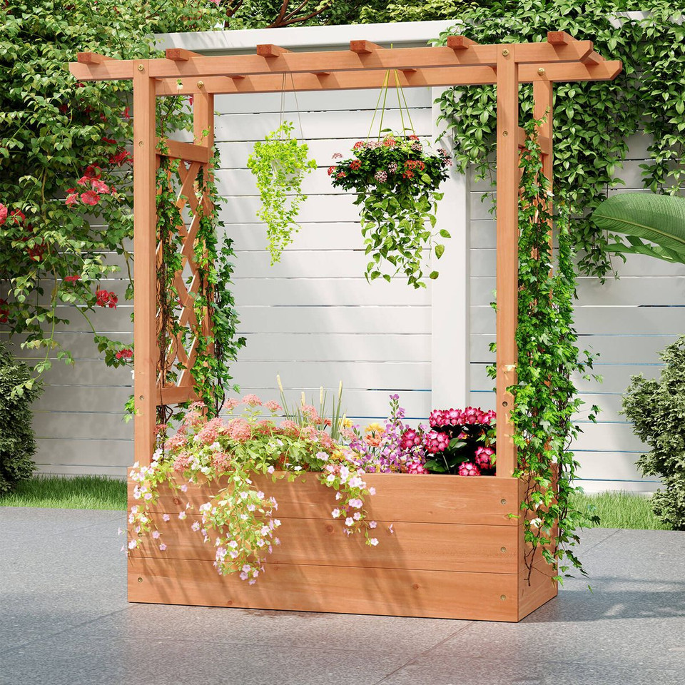 Wooden Raised Garden Bed with Trellis (1- or 2-Pack) product image