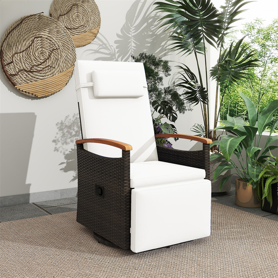 Outdoor 360° Swivel Rattan Recliner Chair product image