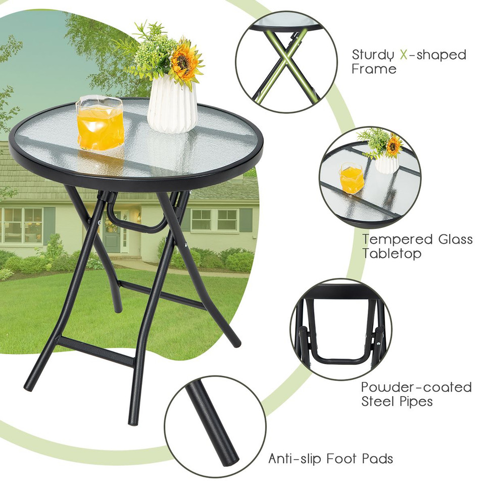 Patio Side Table with Tempered Glass Tabletop product image