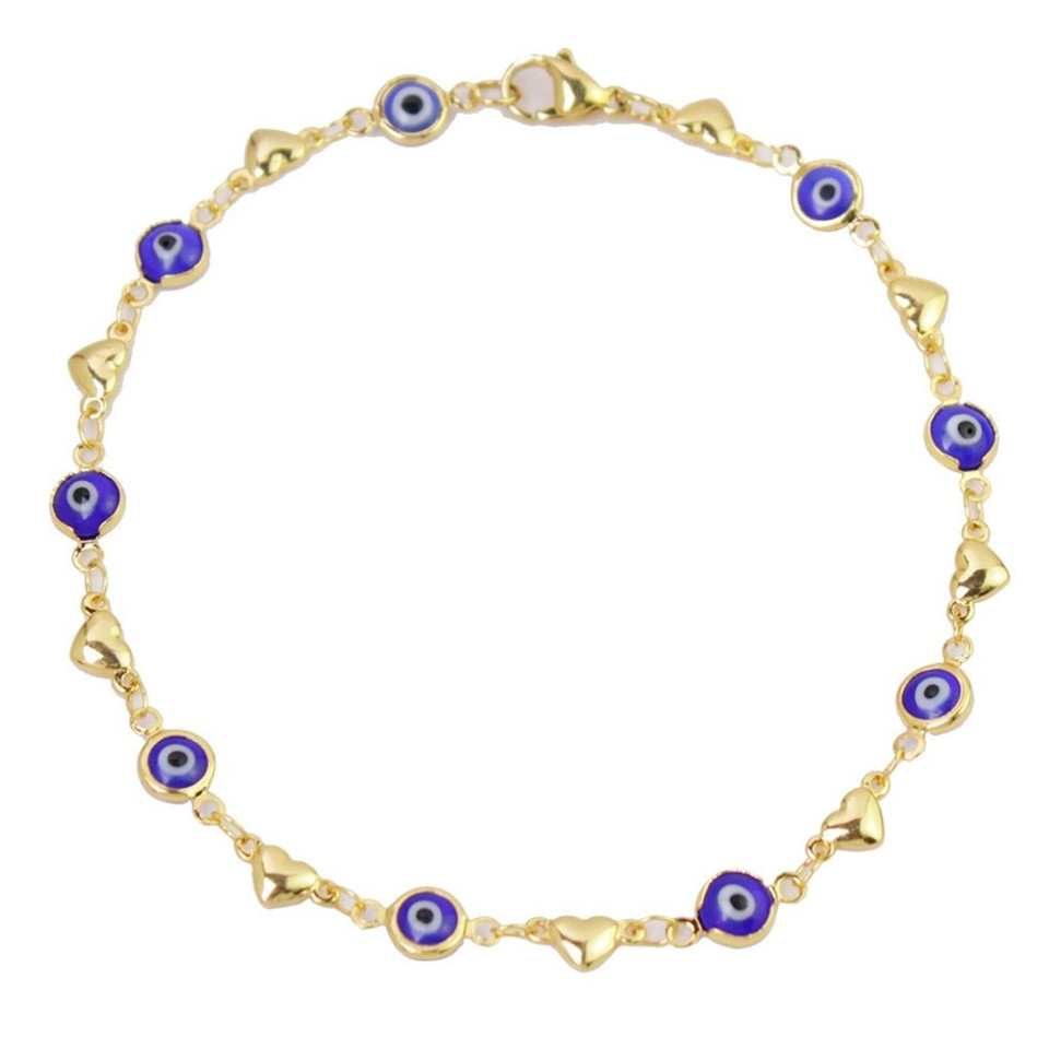 Gold Mariner Evil Eye Crystal Ankle Bracelet product image