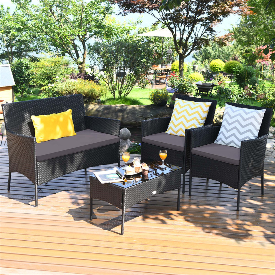 Rattan Outdoor 8-Piece Beige Cushion Patio Set product image