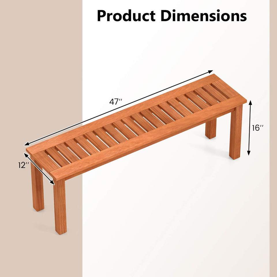47" Slatted Patio Wood Bench  product image