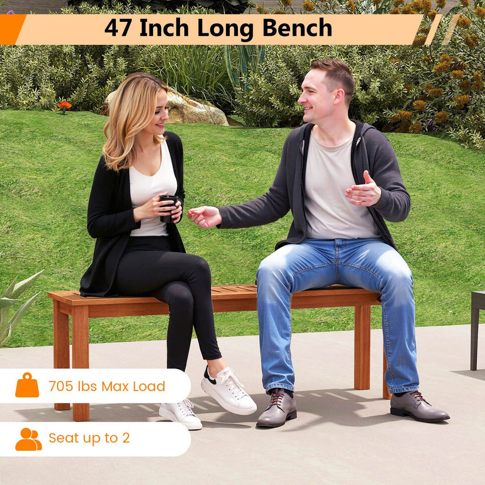 47" Slatted Patio Wood Bench  product image