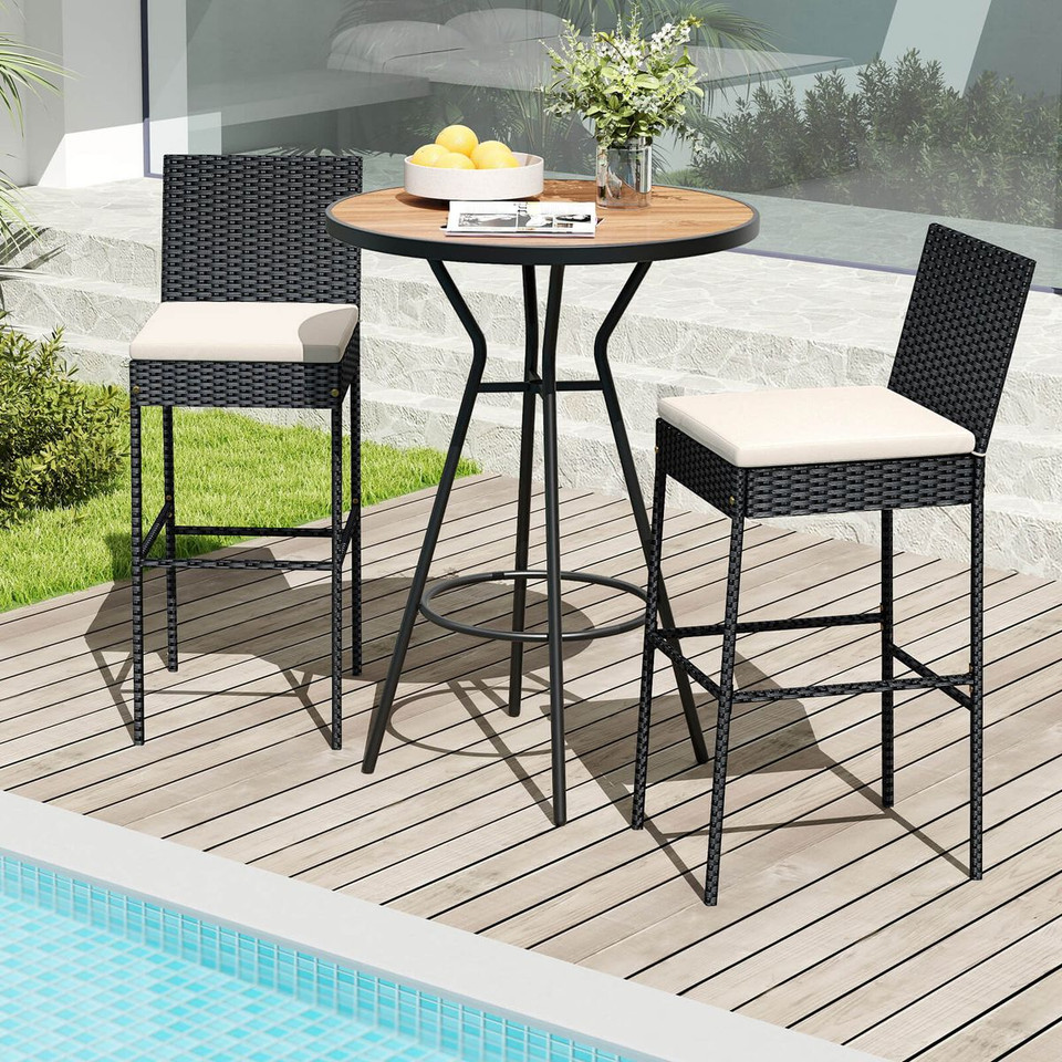 Patio Wicker Barstools Bar Height Chair with Cushions product image