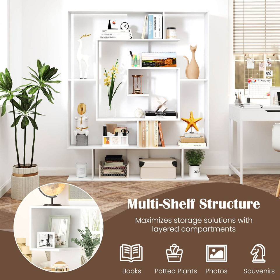 7-Tier Mid-Century Geometric Bookcase  product image