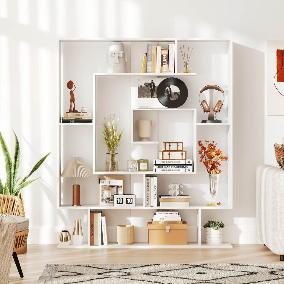 7-Tier Mid-Century Geometric Bookcase  product image