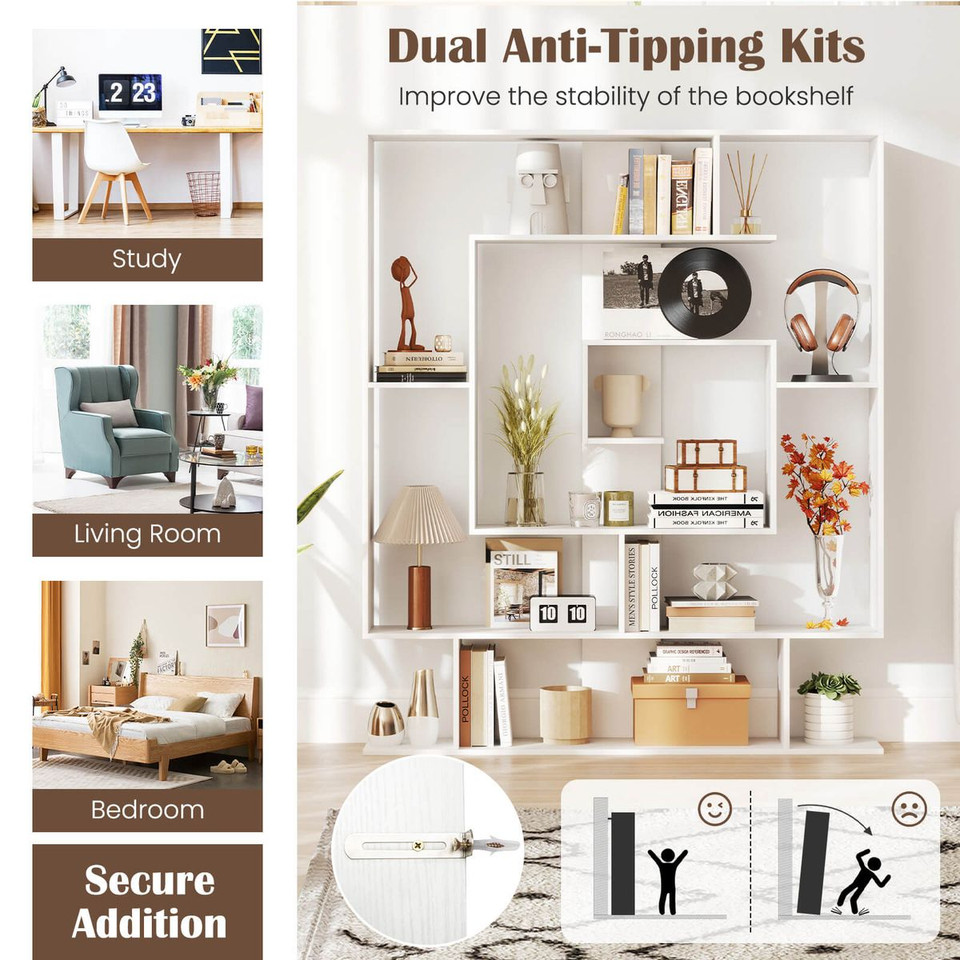 7-Tier Mid-Century Geometric Bookcase  product image