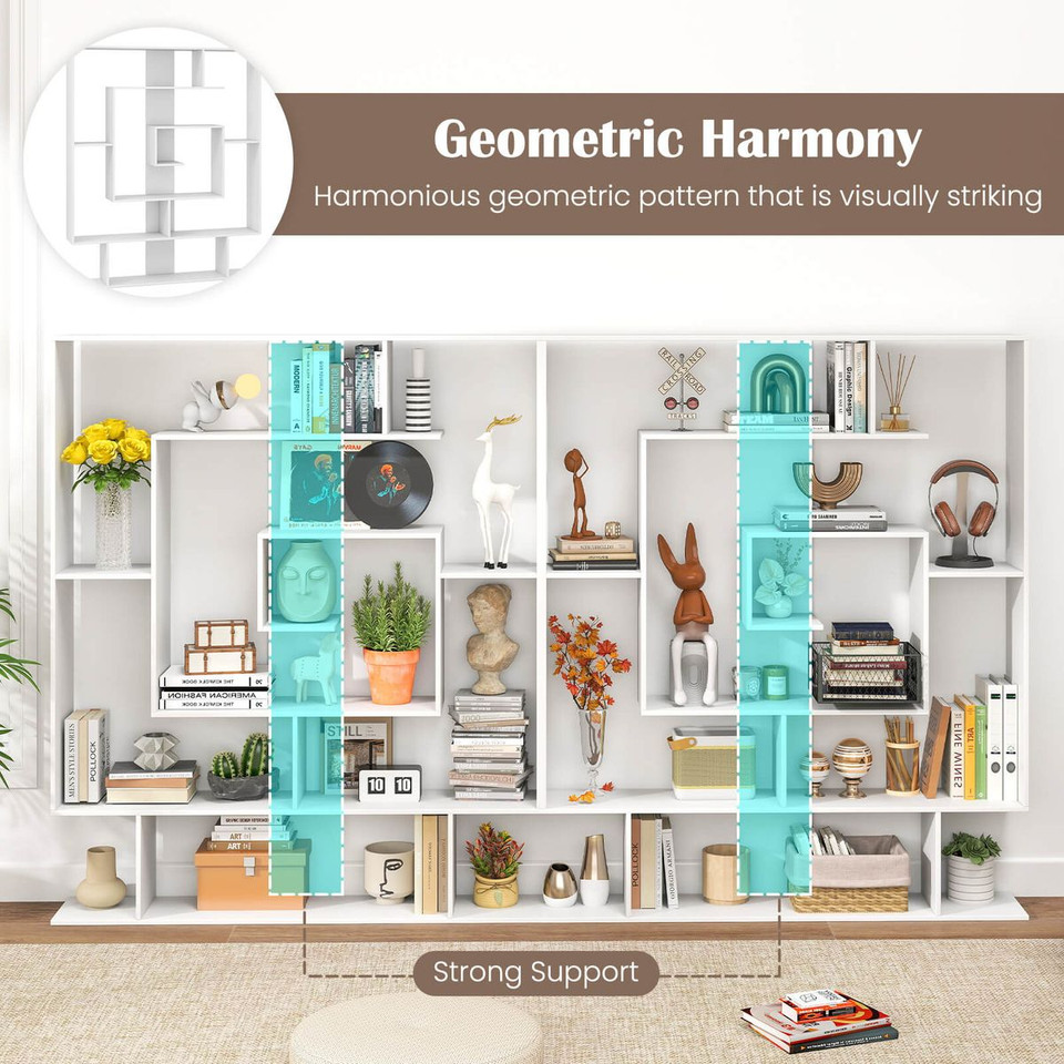 7-Tier Mid-Century Geometric Bookcase  product image