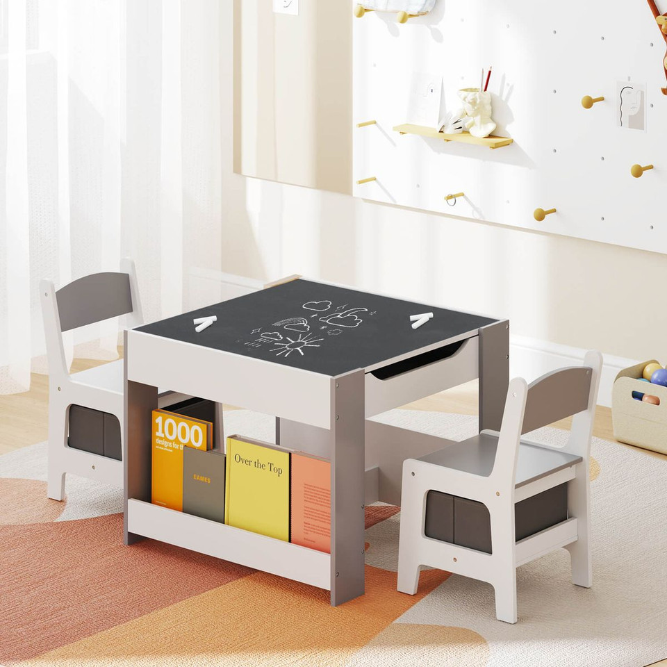 4-in-1 Kids Table and Chair Set with Reverisble Tabletop product image