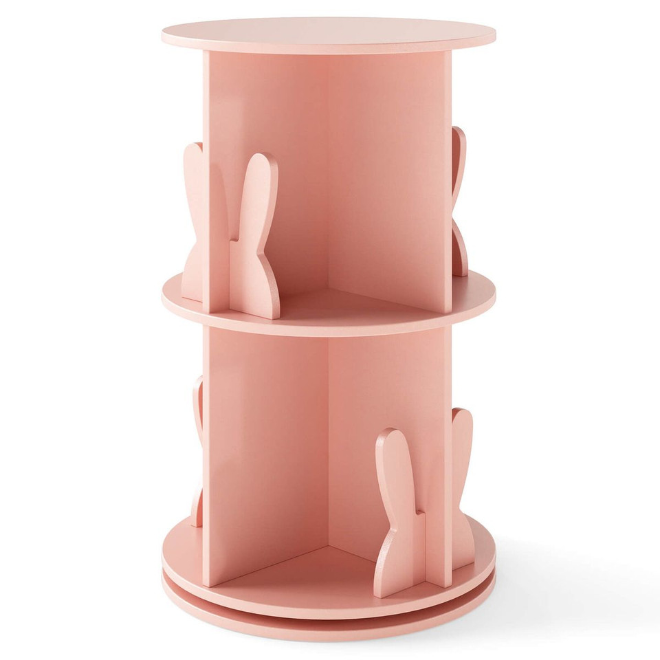 2-Tier Kids Freestanding Rotating Bookshelf with 360° Revolving Display product image