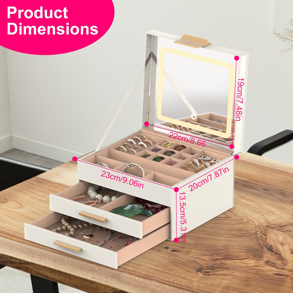 Laromni Jewelry Box with LED Mirror product image