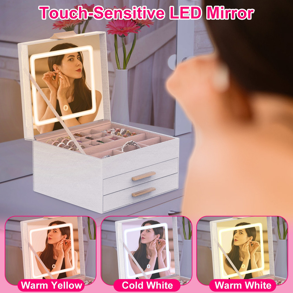 Laromni Jewelry Box with LED Mirror product image